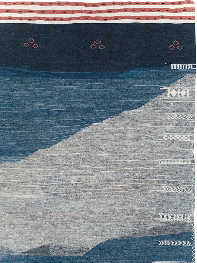 Contemporary Turkish Flatweave Kilim Room Size Carpet, No.32575 - Gss