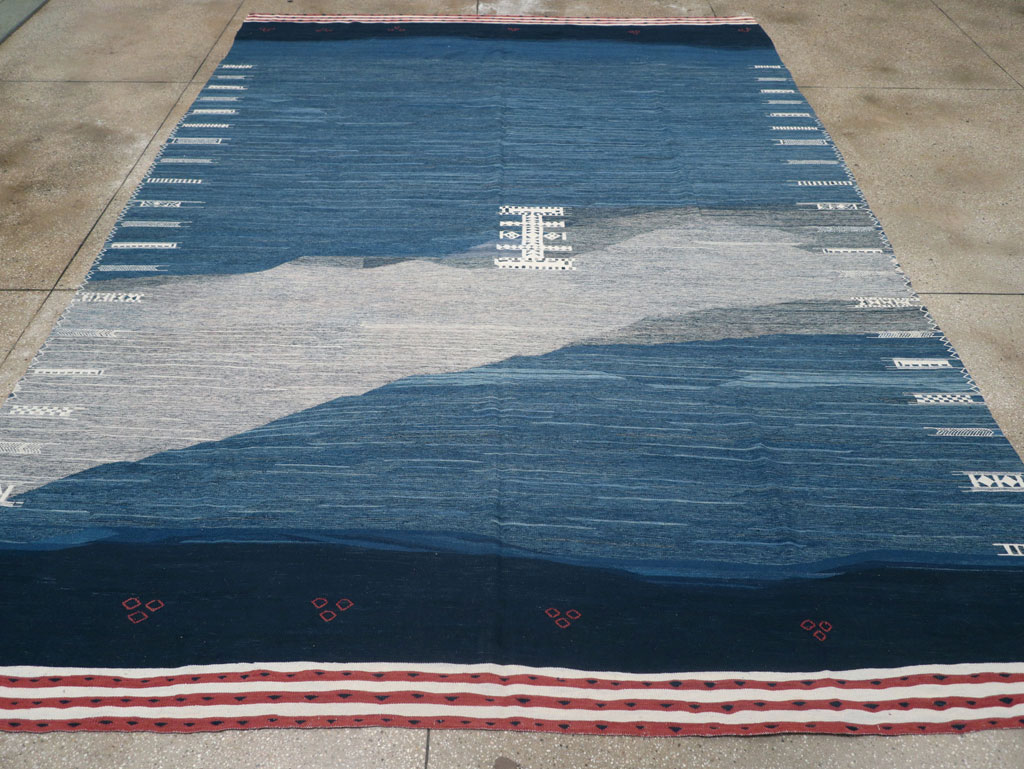 Contemporary Turkish Flatweave Kilim Room Size Carpet, No.32575 - Gss