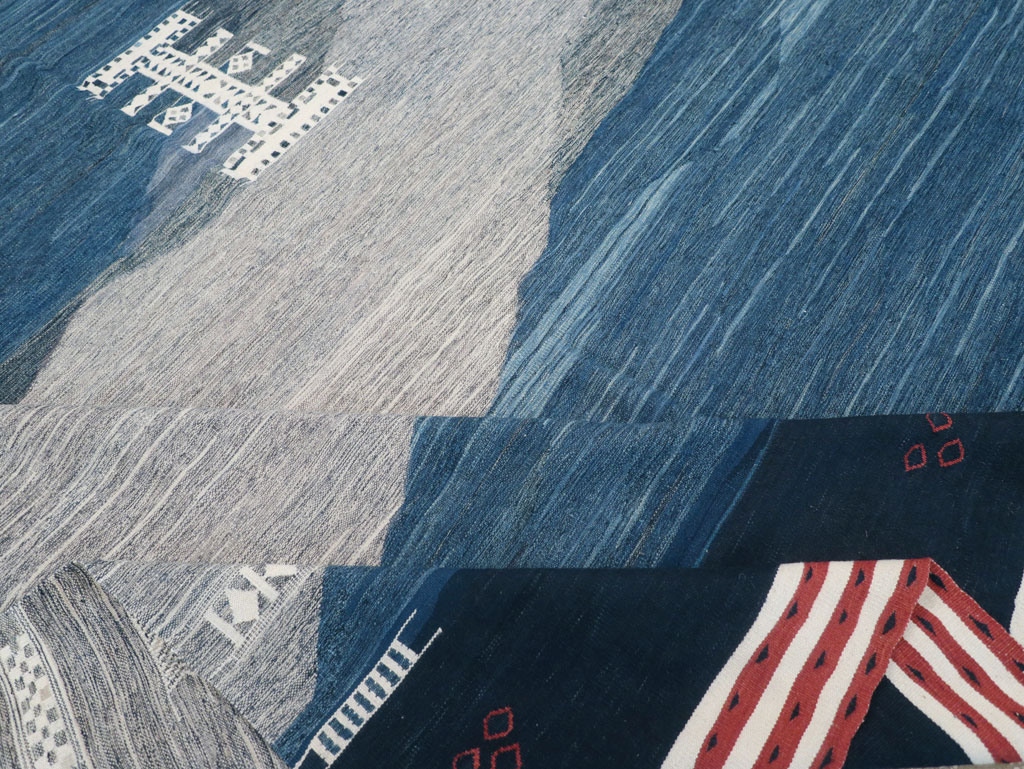 Contemporary Turkish Flatweave Kilim Room Size Carpet, No.32575 - Gss