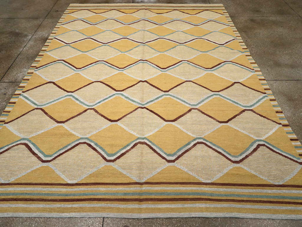 Contemporary Turkish Flatweave Kilim Room Size Carpet, No.32576 - Gss