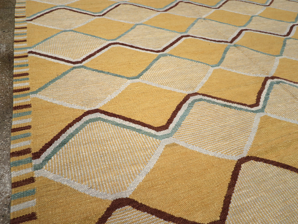 Contemporary Turkish Flatweave Kilim Room Size Carpet, No.32576 - Gss