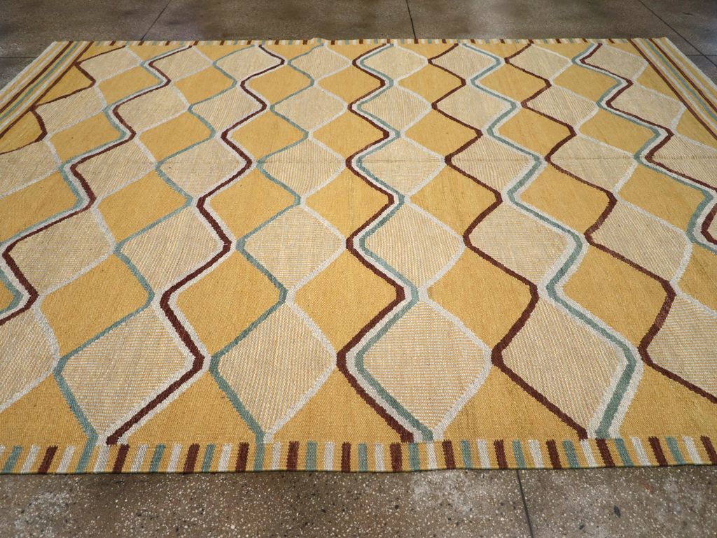 Contemporary Turkish Flatweave Kilim Room Size Carpet, No.32576 - Gss