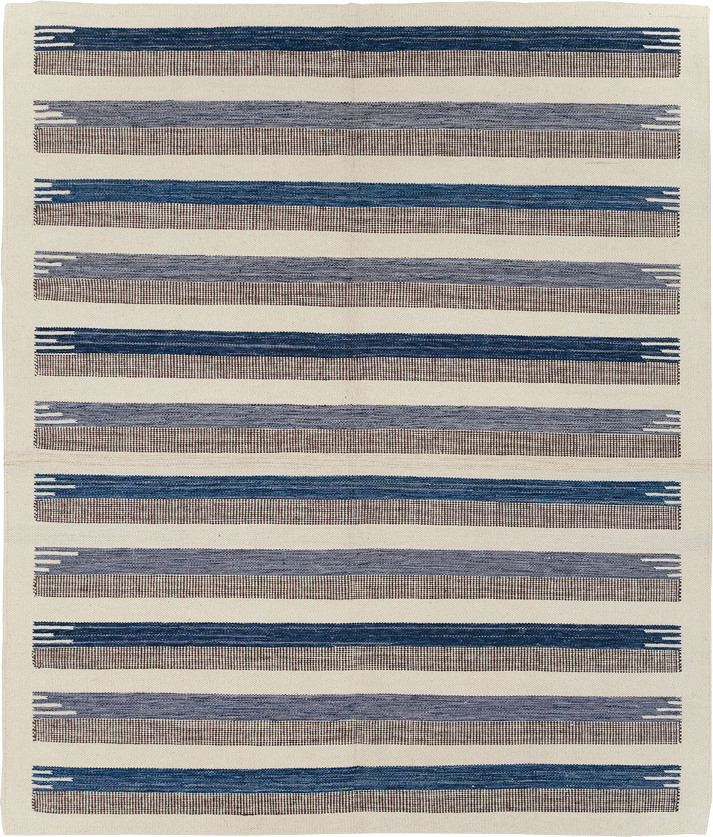 Contemporary Turkish Flatweave Accent Carpet, No.32577 - Gss