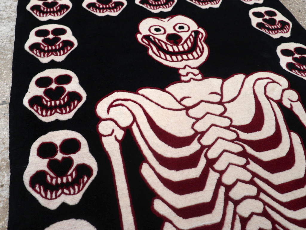 Modern Buddhist Tantric Skeleton Ritual Rug, No.32579 - Gss