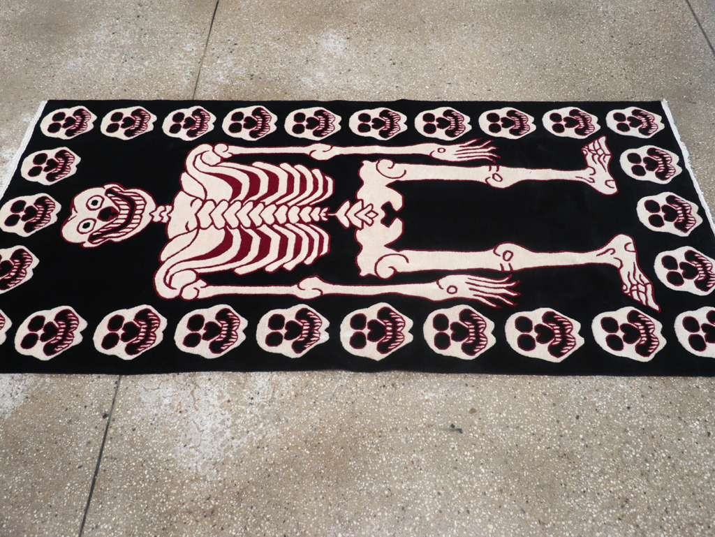 Modern Buddhist Tantric Skeleton Ritual Rug, No.32579 - Gss