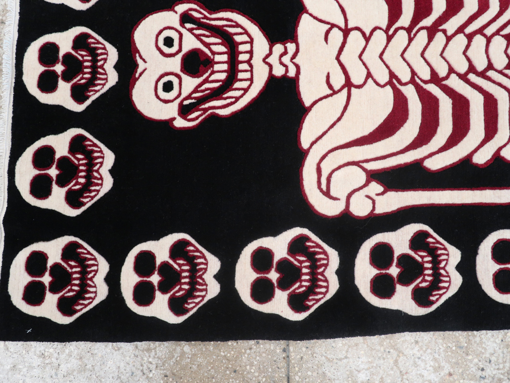 Modern Buddhist Tantric Skeleton Ritual Rug, No.32579 - Gss