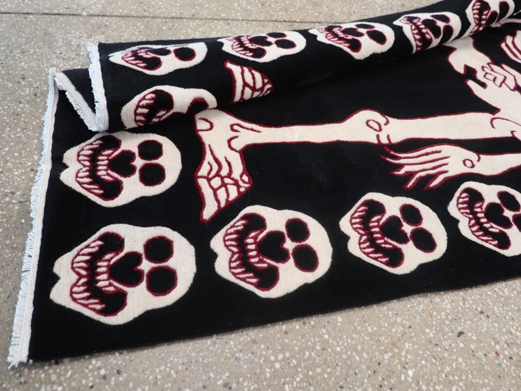 Modern Buddhist Tantric Skeleton Ritual Rug, No.32579 - Gss