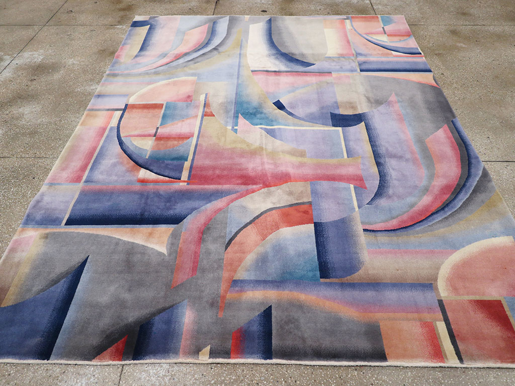 Vintage Chinese Art Deco Accent Carpet, No.32581 - Gss