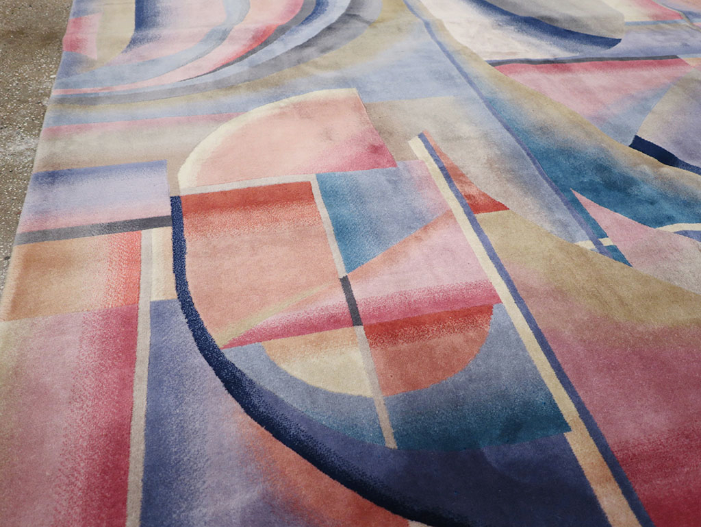 Vintage Chinese Art Deco Accent Carpet, No.32581 - Gss