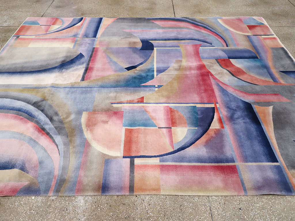 Vintage Chinese Art Deco Accent Carpet, No.32581 - Gss