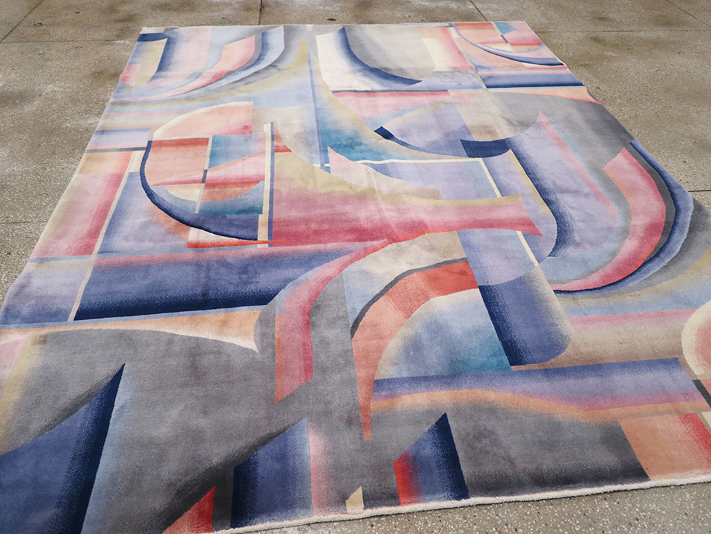 Vintage Chinese Art Deco Accent Carpet, No.32581 - Gss