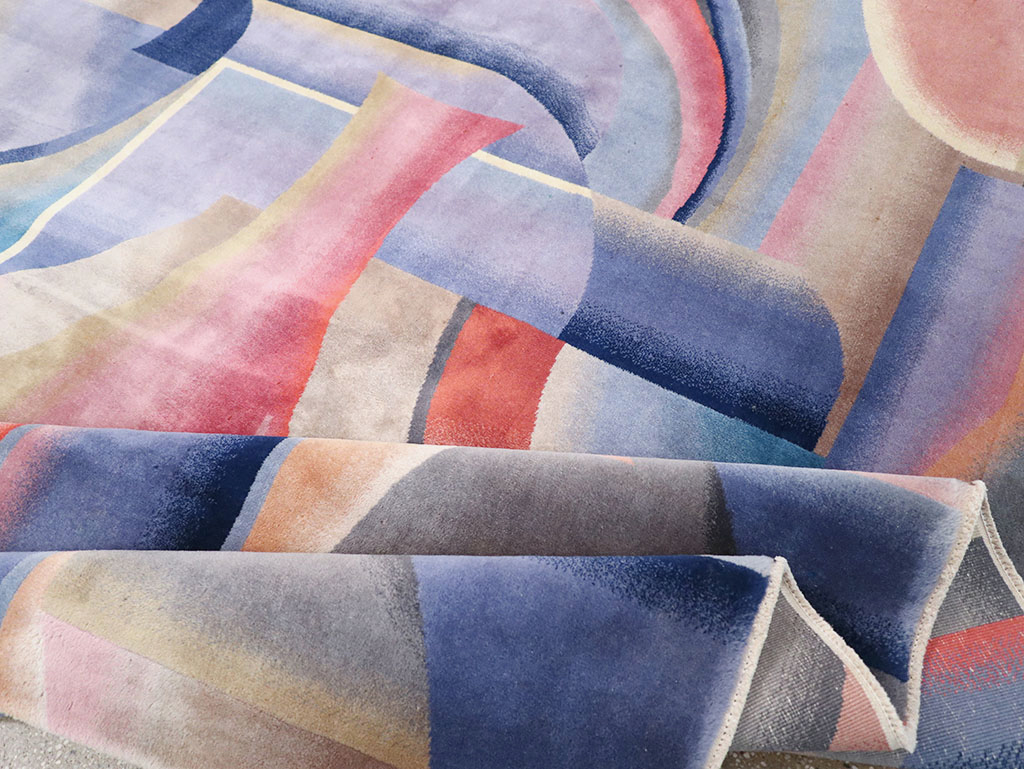 Vintage Chinese Art Deco Accent Carpet, No.32581 - Gss