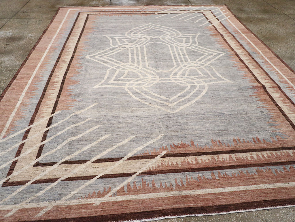 Modern Deco Inspired Khotan Carpet, No.32607 - Gss
