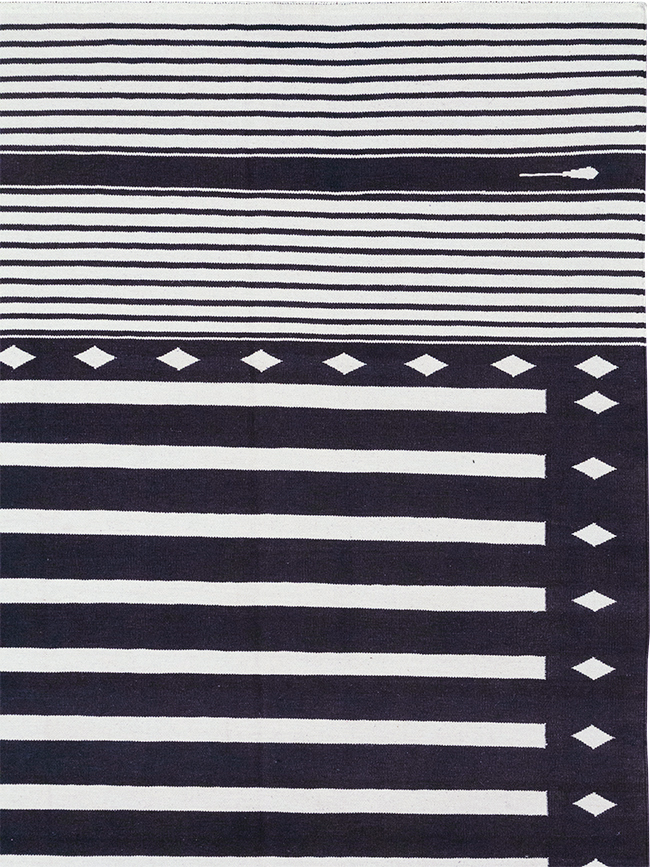 Modern Indian Flatweave Dhurrie Room Size Carpet, No.32613 - Gss