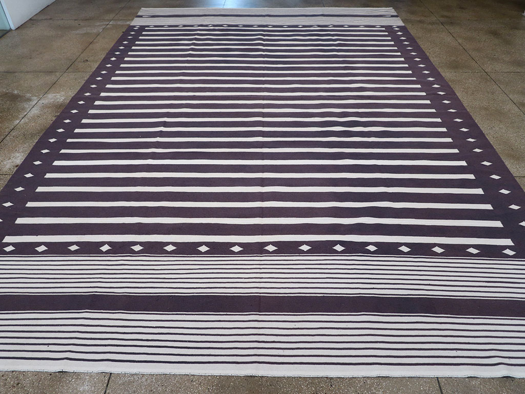 Modern Indian Flatweave Dhurrie Large Carpet, No.32614 - Gss
