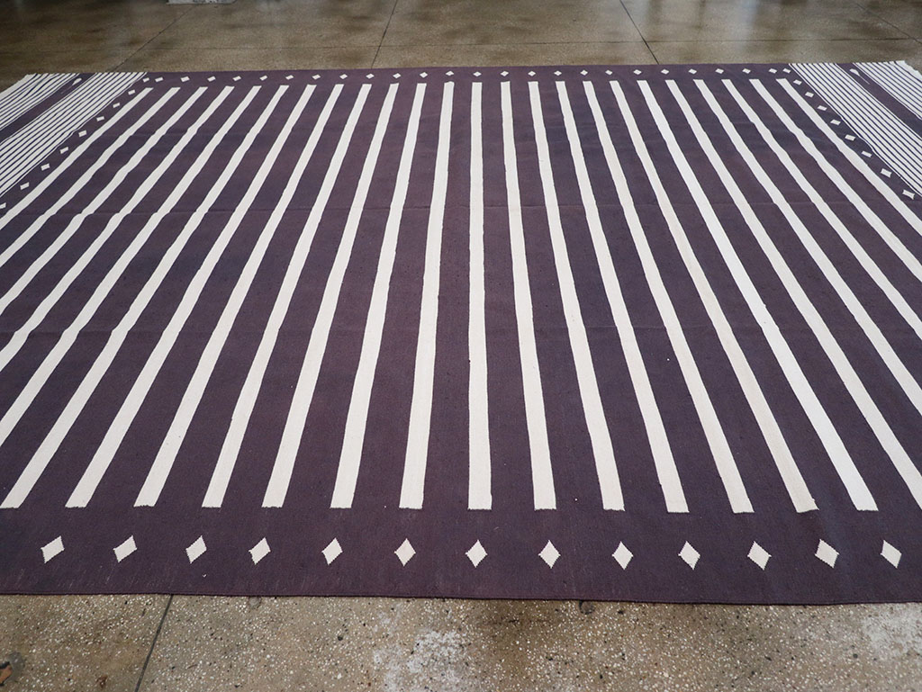 Modern Indian Flatweave Dhurrie Large Carpet, No.32614 - Gss