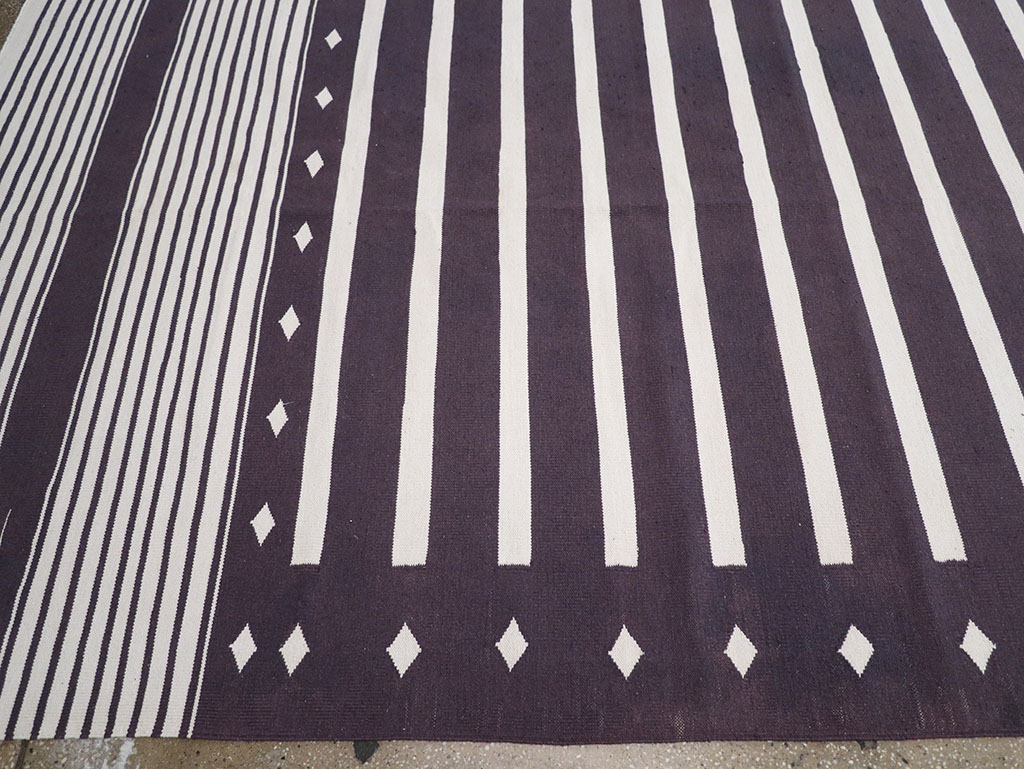 Modern Indian Flatweave Dhurrie Large Carpet, No.32614 - Gss