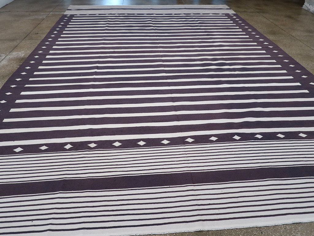 Modern Indian Flatweave Dhurrie Large Carpet, No.32614 - Gss