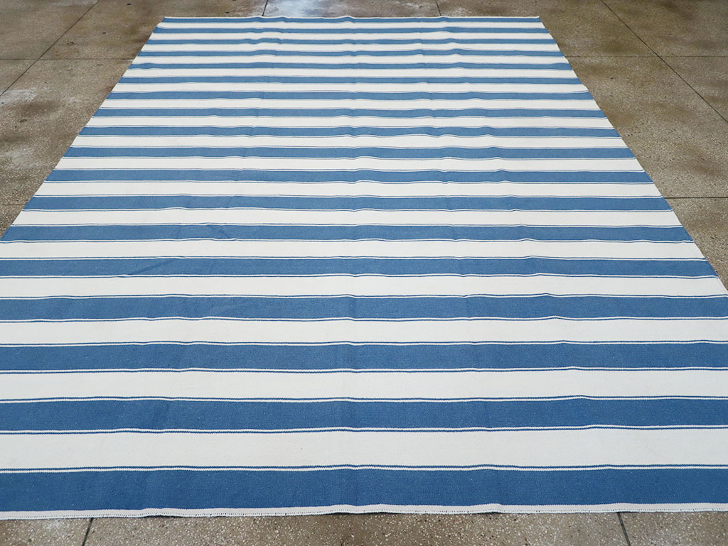 Modern Indian Cotton Dhurrie Room Size Carpet, No.32615 - Gss