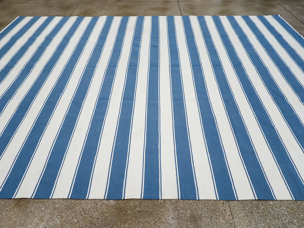 Modern Indian Cotton Dhurrie Room Size Carpet, No.32615 - Gss