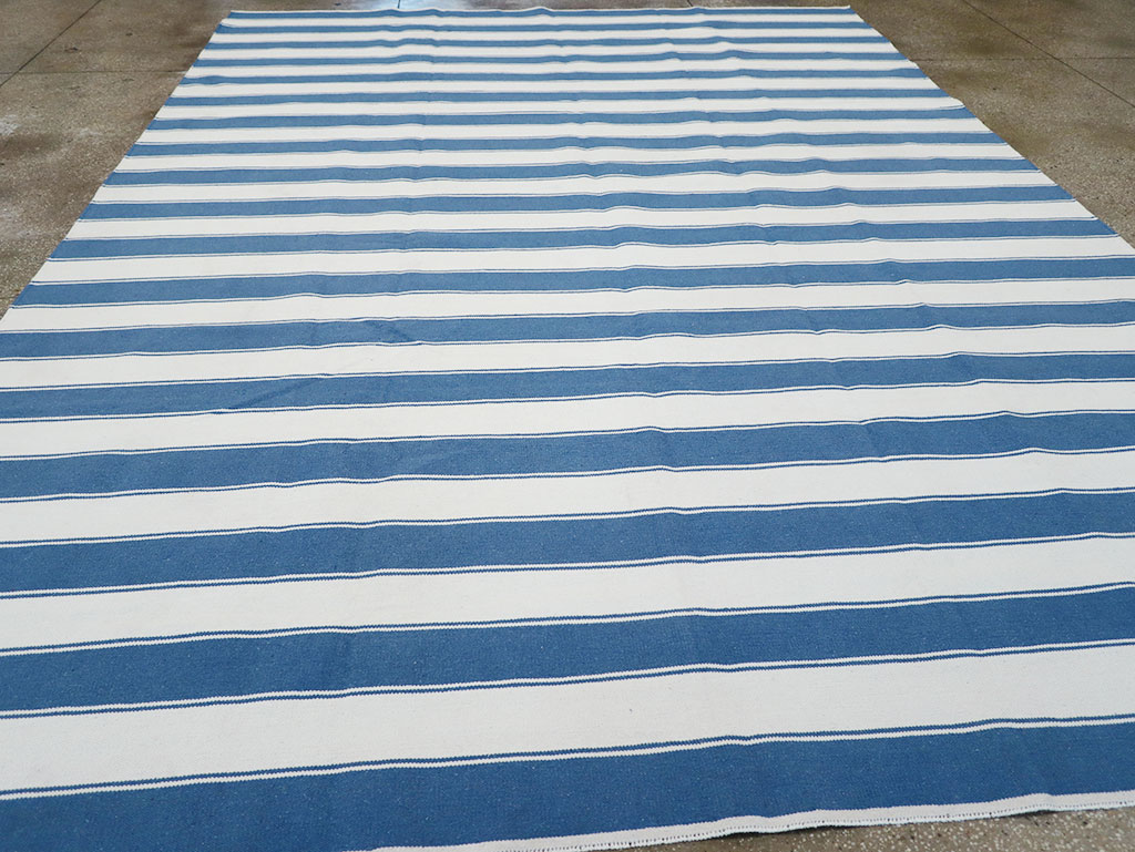 Modern Indian Cotton Dhurrie Room Size Carpet, No.32615 - Gss