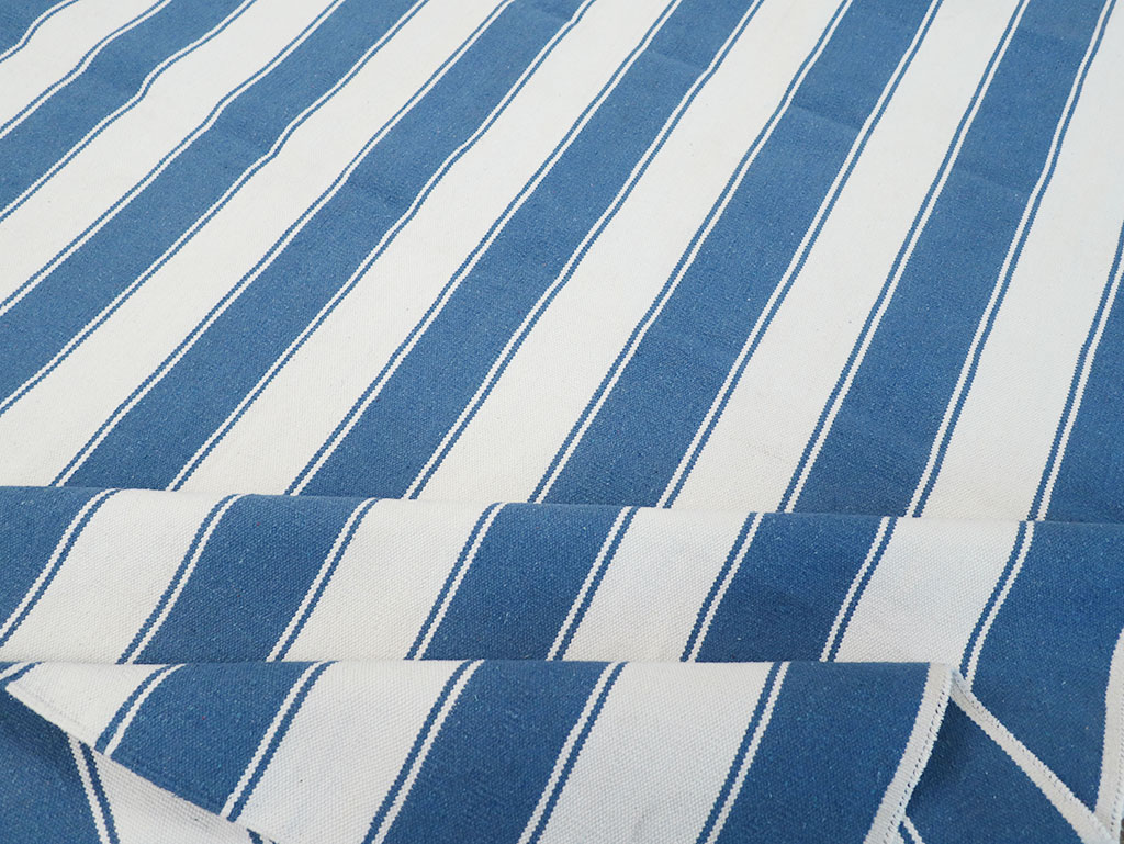 Modern Indian Cotton Dhurrie Room Size Carpet, No.32615 - Gss