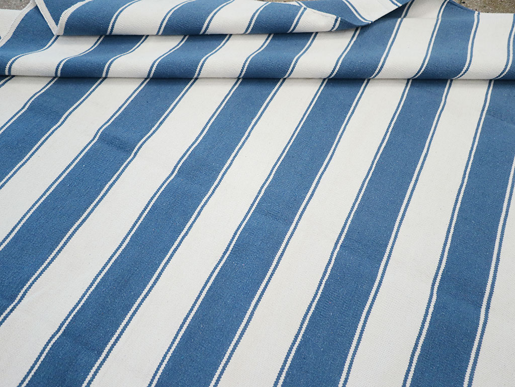 Modern Indian Cotton Dhurrie Room Size Carpet, No.32615 - Gss