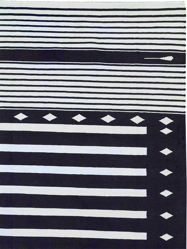 Modern Indian Flatweave Dhurrie Room Size Carpet, No.32616 - Gss