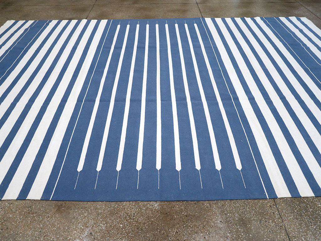 Modern Indian Flatweave Dhurrie Room Size Carpet, No.32618 - Gss