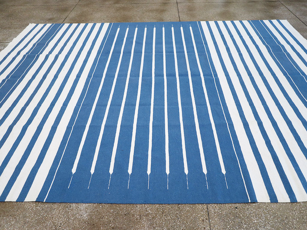 Modern Indian Flatweave Dhurrie Room Size Carpet, No.32619 - Gss