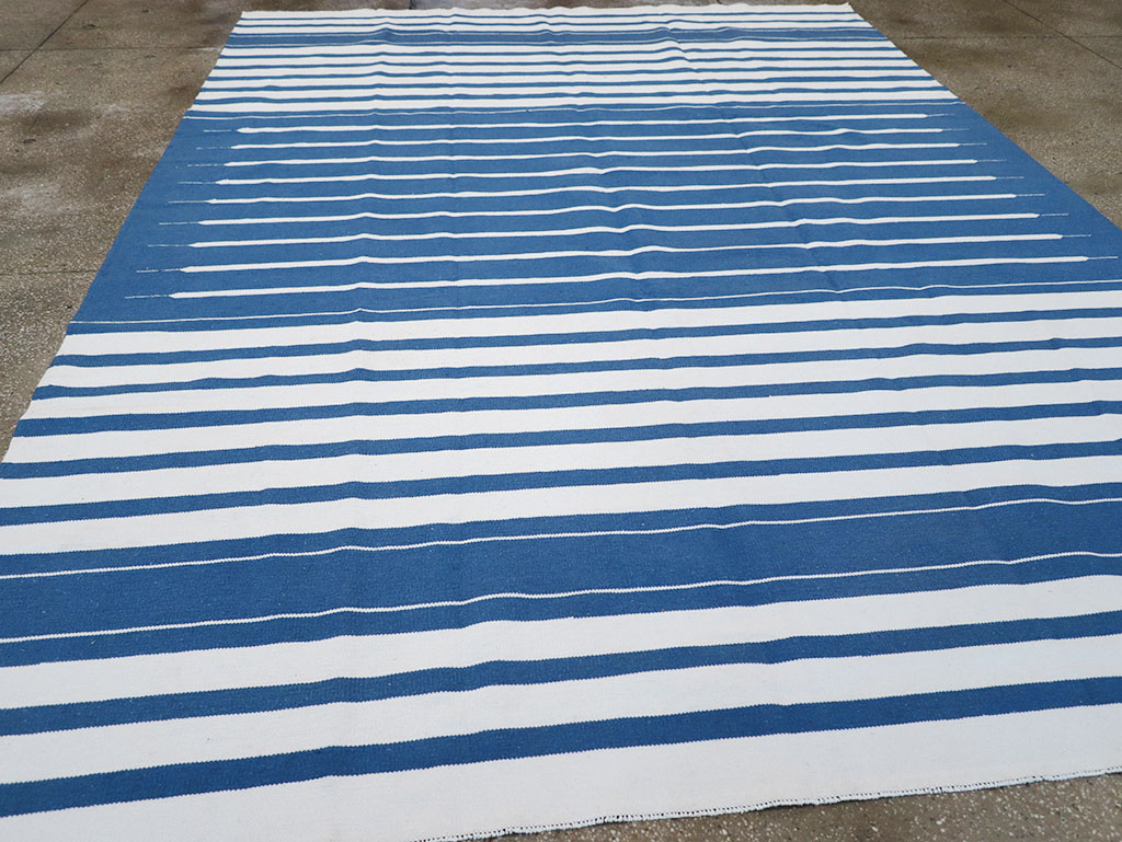 Modern Indian Flatweave Dhurrie Room Size Carpet, No.32619 - Gss