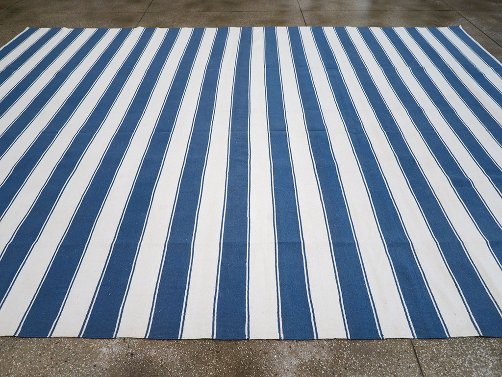 Modern Indian Flatweave Dhurrie Room Size Carpet, No.32620 - Gss