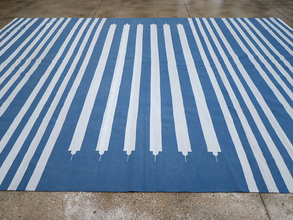 Modern Indian Flatweave Dhurrie Large Room Size Carpet, No.32623 - Gss