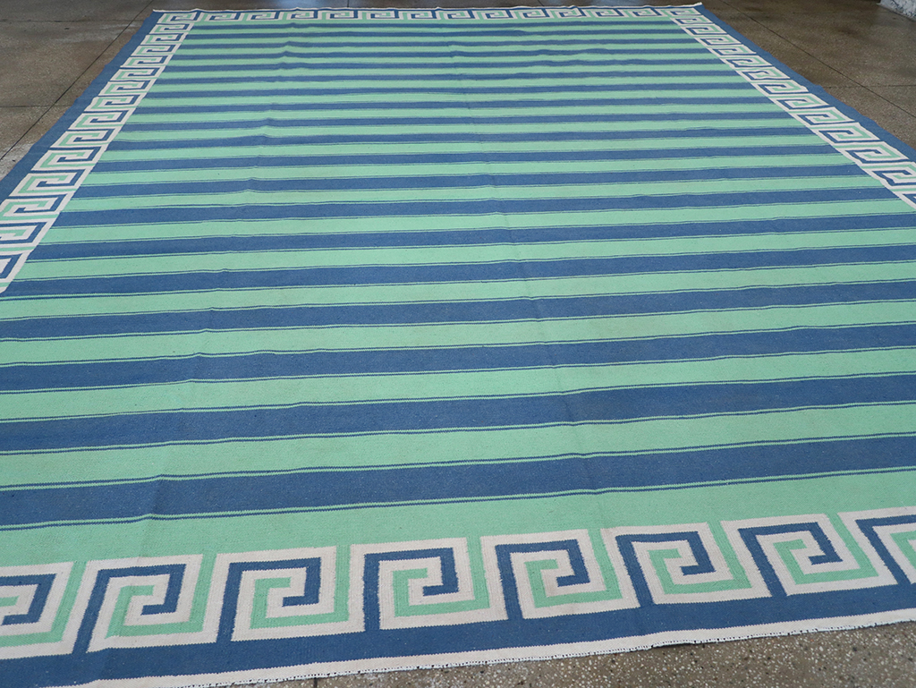 Modern Indian Flatweave Dhurrie Oversize Carpet, No.32625 - Gss