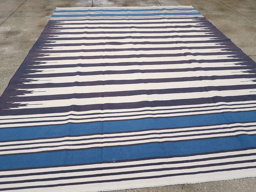 Modern Indian Flatweave Dhurrie Room Size Carpet, No.32629 - Gss