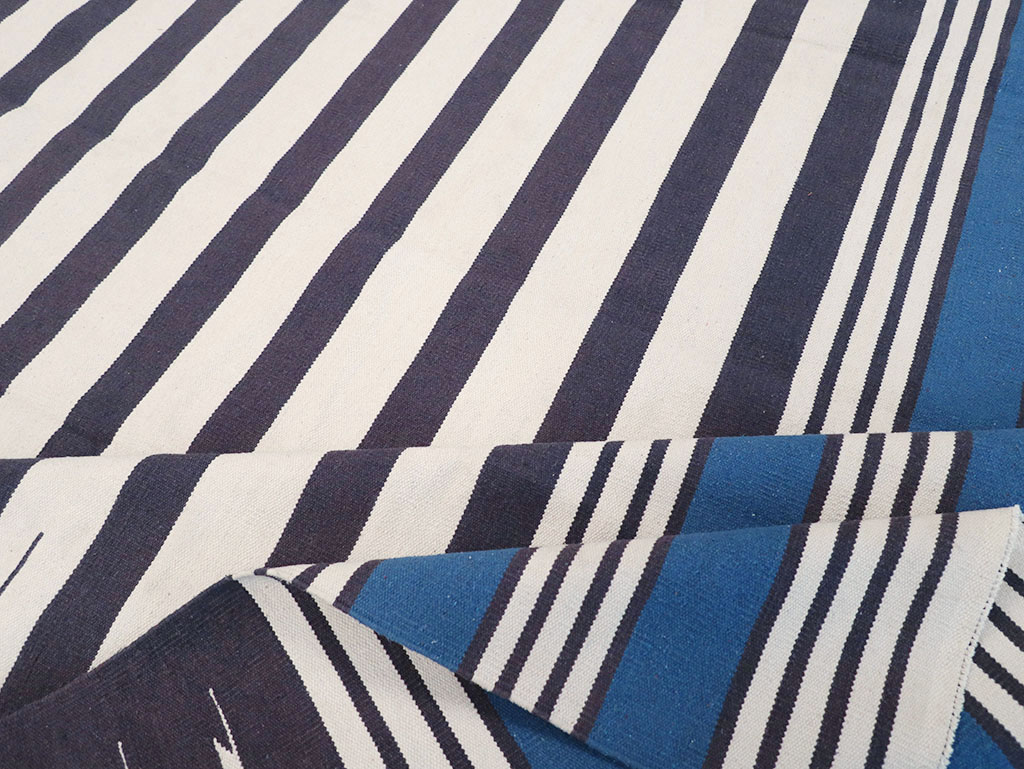 Modern Indian Flatweave Dhurrie Room Size Carpet, No.32629 - Gss