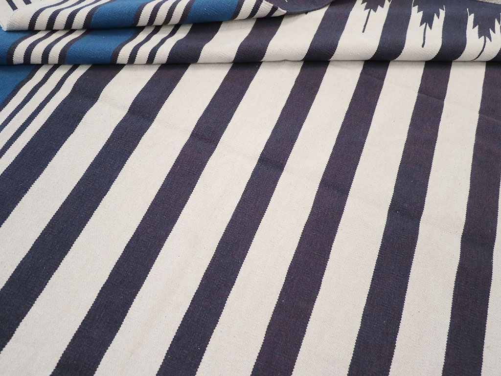 Modern Indian Flatweave Dhurrie Room Size Carpet, No.32629 - Gss