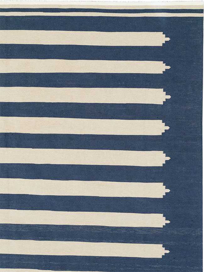 Modern Indian Cotton Dhurrie Room Size Carpet, No.32631 - Gss