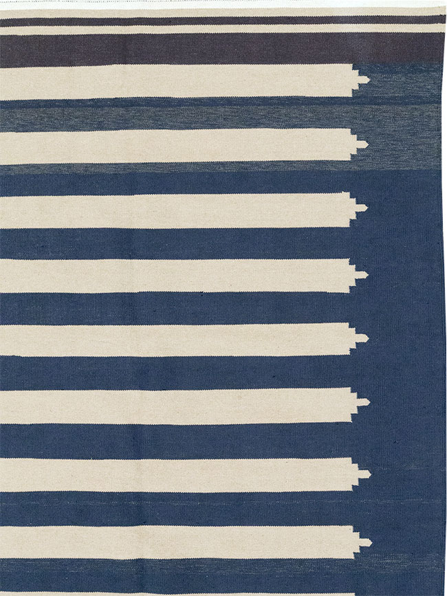 Modern Indian Cotton Dhurrie Room Size Carpet, No.32631 - Gss