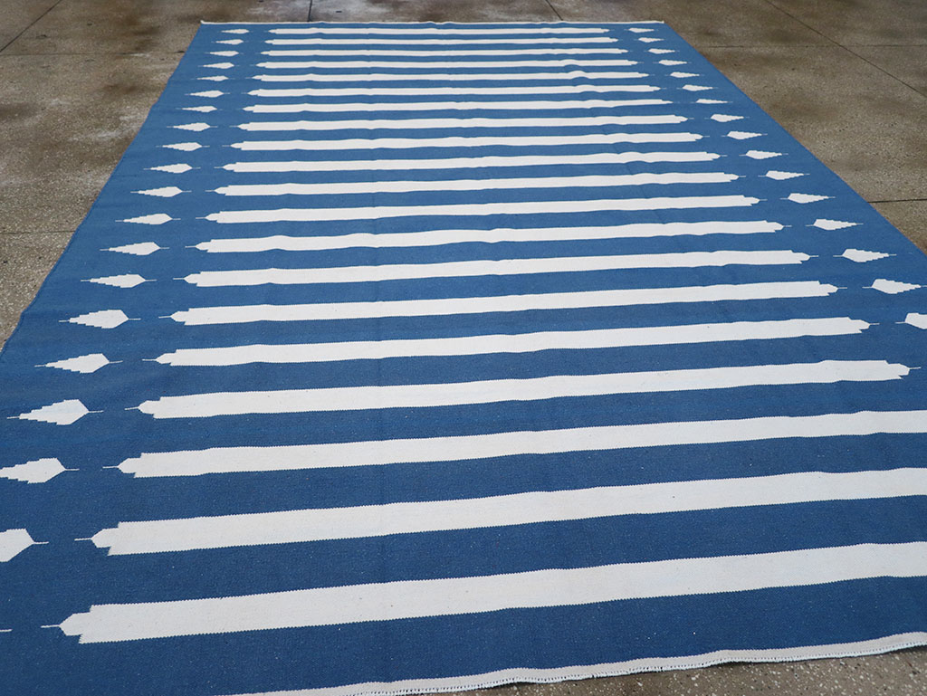 Modern Indian Flatweave Dhurrie Room Size Carpet, No.32632 - Gss