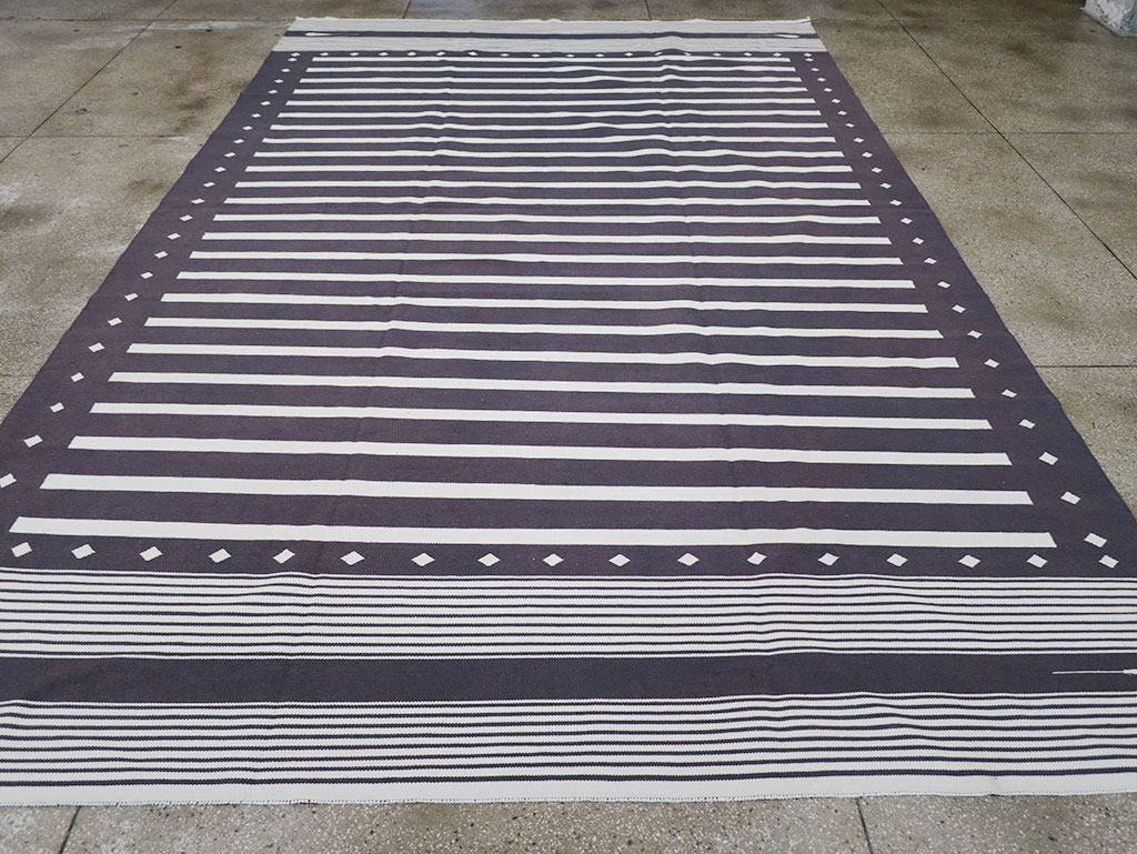 Modern Indian Flatweave Dhurrie Large Room Size Carpet, No.32634 - Gss