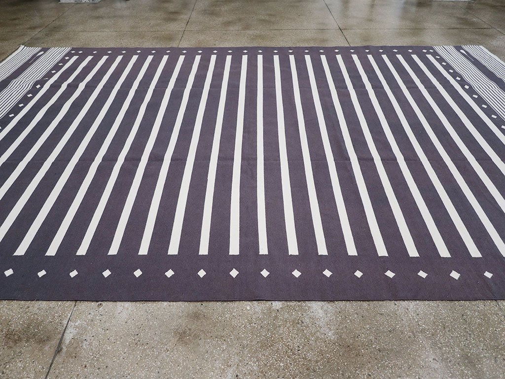 Modern Indian Flatweave Dhurrie Large Room Size Carpet, No.32634 - Gss