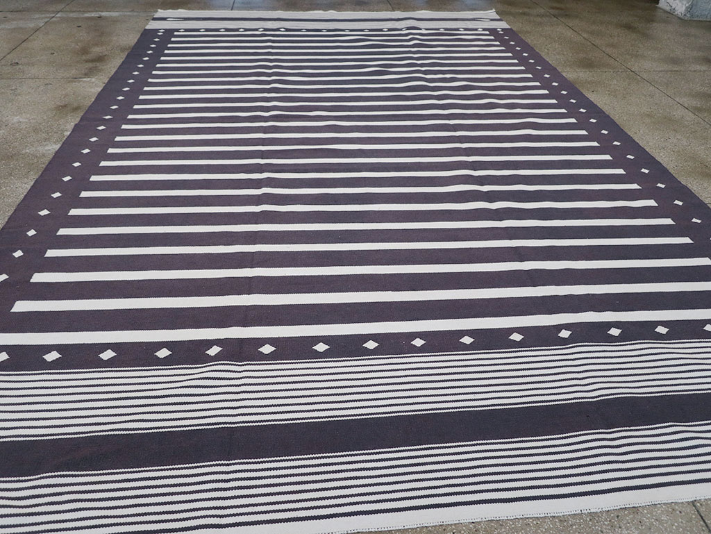 Modern Indian Flatweave Dhurrie Large Room Size Carpet, No.32634 - Gss