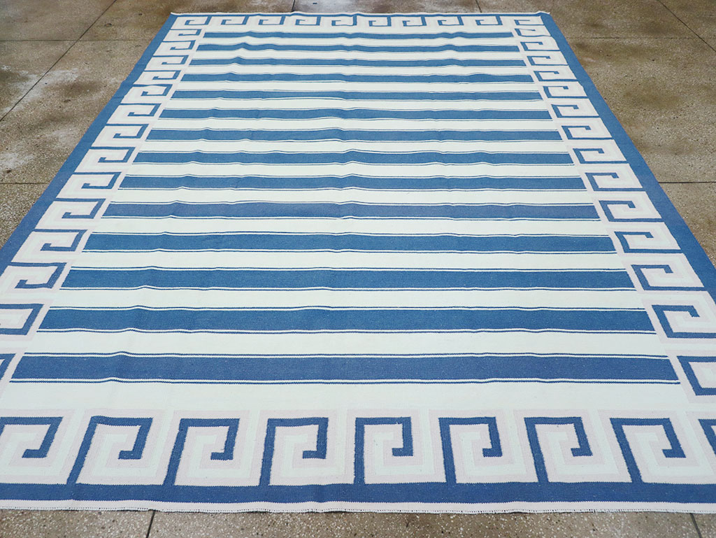 Modern Indian Flatweave Dhurrie Room Size Carpet, No.32635 - Gss