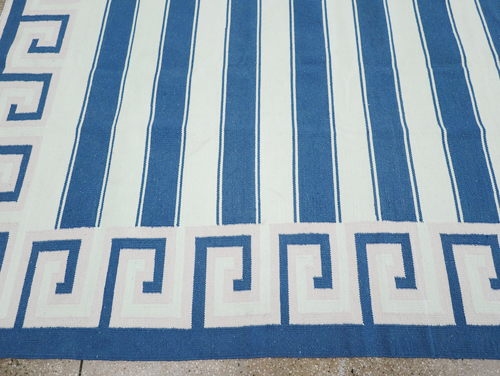 Modern Indian Flatweave Dhurrie Room Size Carpet, No.32635 - Gss