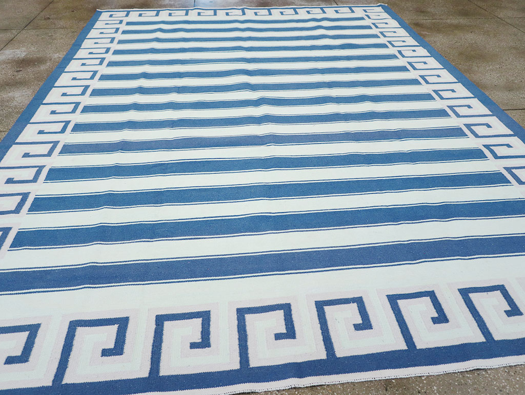 Modern Indian Flatweave Dhurrie Room Size Carpet, No.32635 - Gss