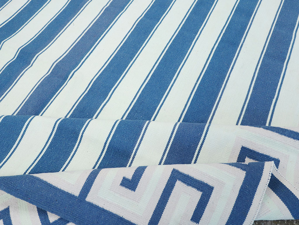 Modern Indian Flatweave Dhurrie Room Size Carpet, No.32635 - Gss