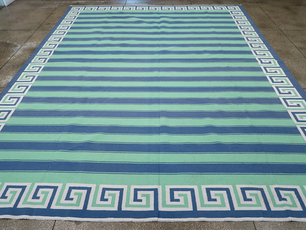 Modern Indian Flatweave Dhurrie Large Room Size Carpet, No.32639 - Gss