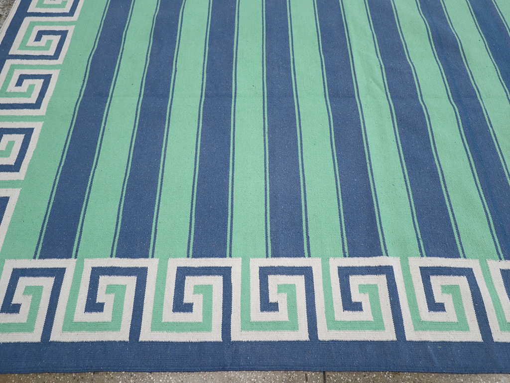 Modern Indian Flatweave Dhurrie Large Room Size Carpet, No.32639 - Gss