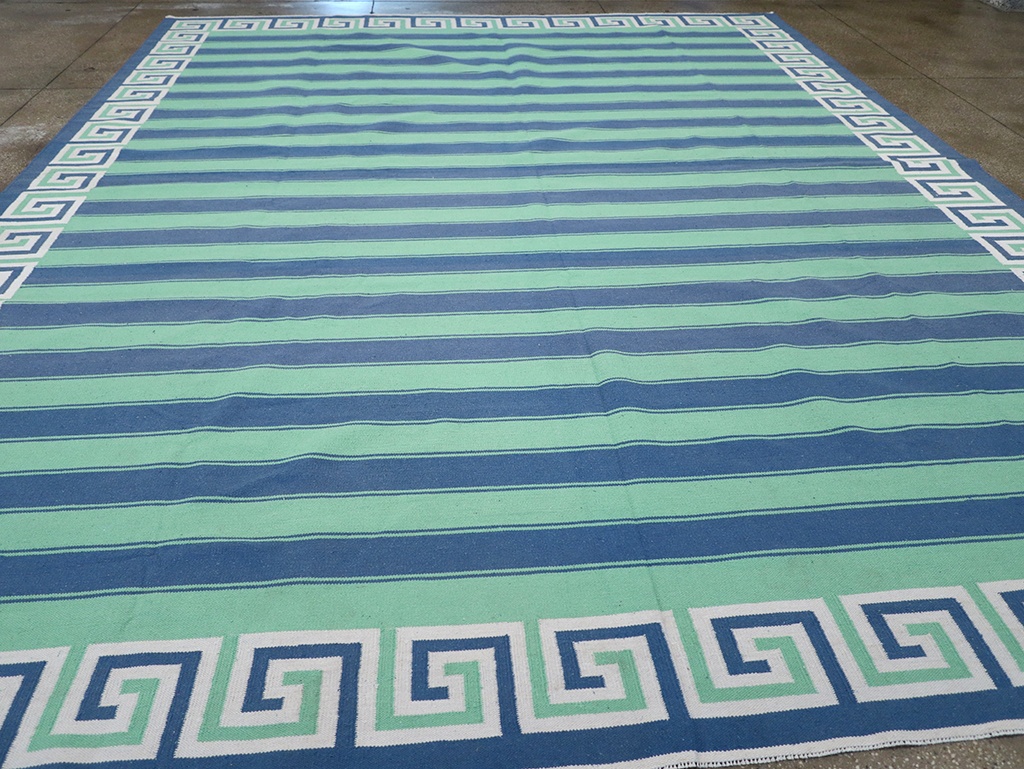 Modern Indian Flatweave Dhurrie Large Room Size Carpet, No.32639 - Gss